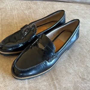 Coach Black Leather Loafers size 7 37 coin patent